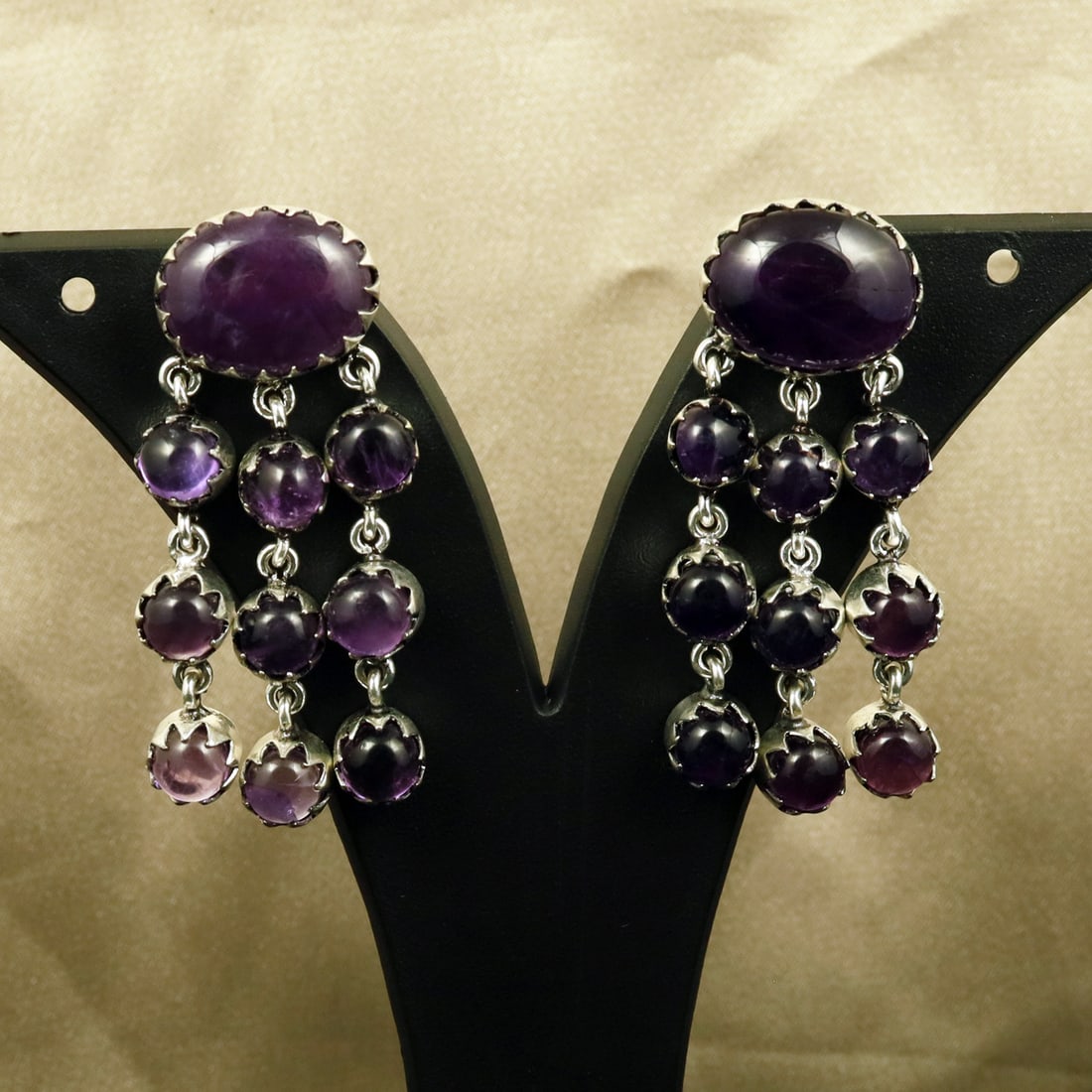 Natural Amethyst Sterling Silver Plated Handmade Stud Earring: Product ID: 260715095303 Product - Handmade Silver Plated Stud Earring Metal - 92.5 Sterling Silver Plated Earring Type - Stud Gemstone - Amethyst Gemstone Origin - Africa Gemstone Size - 12X16 MM ( 2