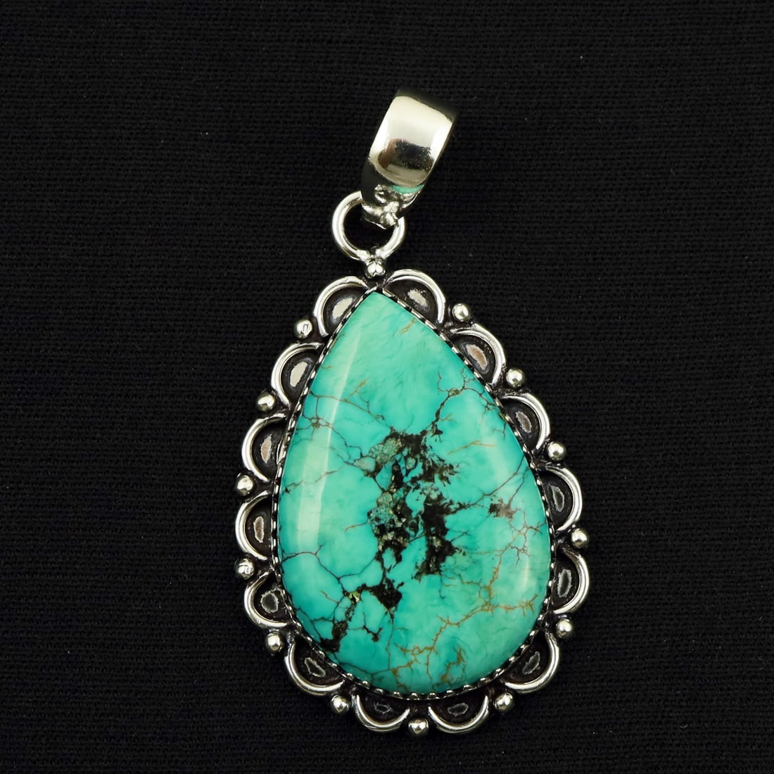 Natural Turquoise Sterling Silver Plated Handmade Pendant: Product ID: 260714164817 Product - Handmade Silver Plated Pendant Metal - 92.5 Sterling Silver Plated Pendant Size - 3.5x2 CM Gemstone - Turquoise Gemstone Origin - Tibet Gemstone Shape - Pear Pendant