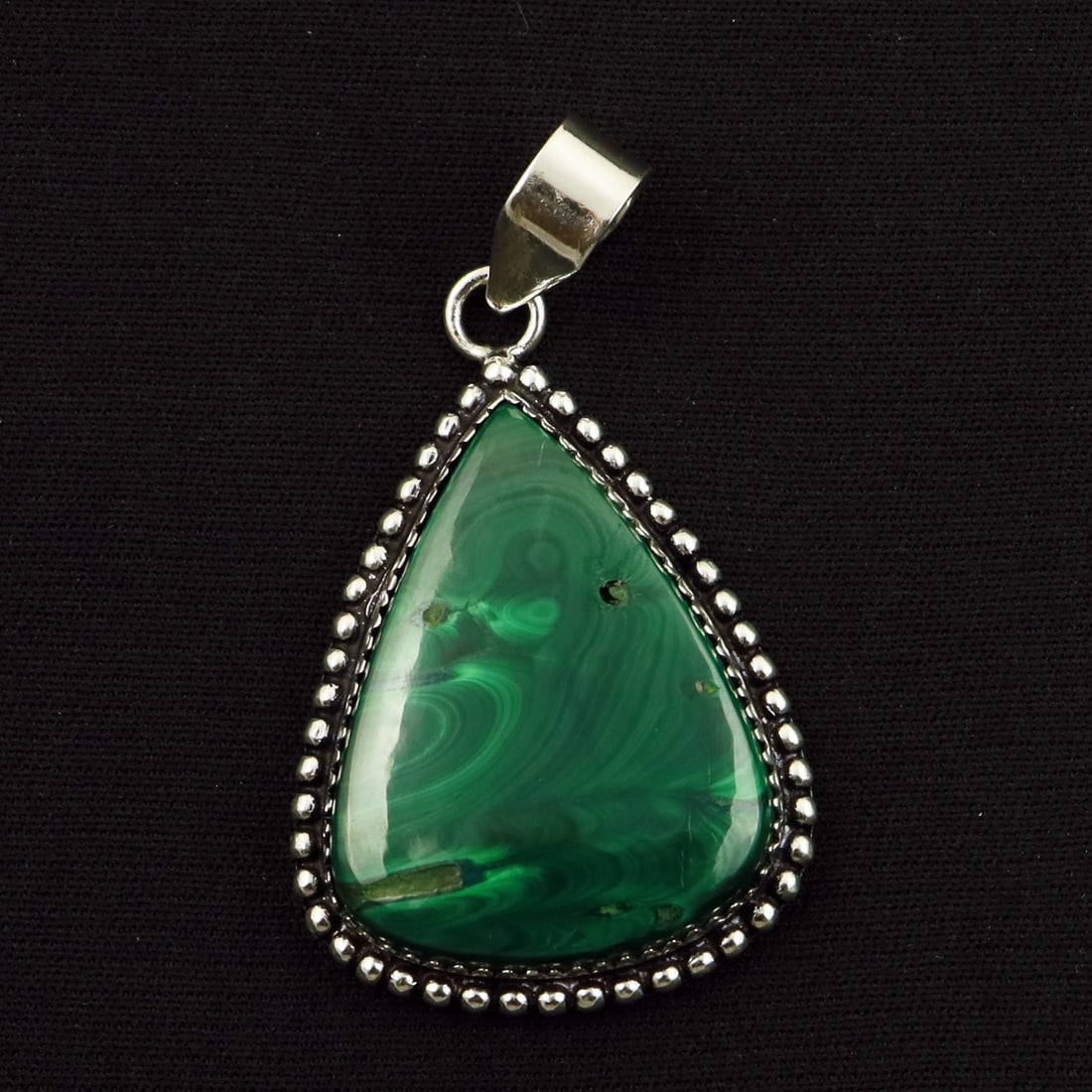 Natural Malachite Sterling Silver Plated Handmade Pendant (1 of 3)
