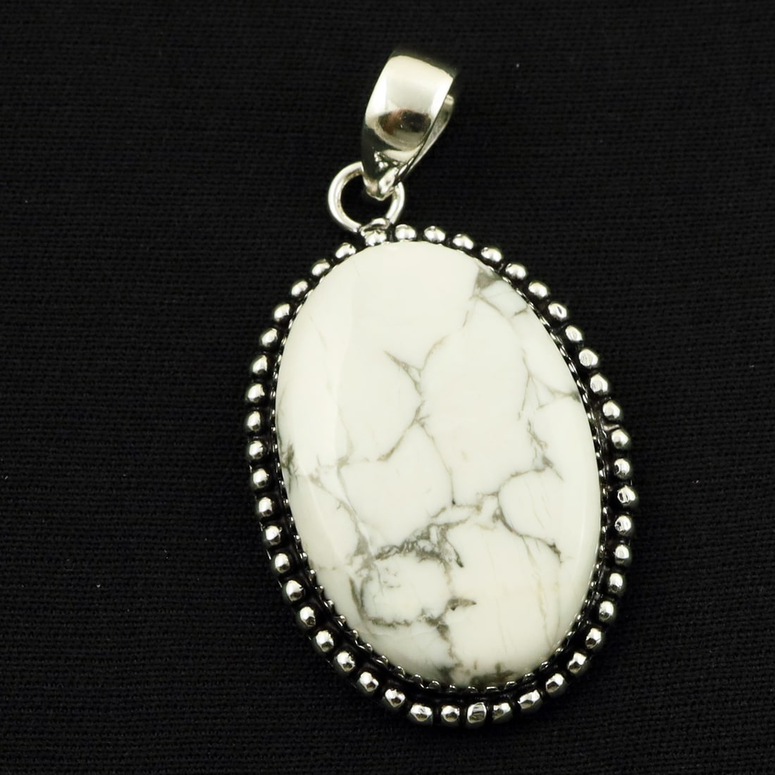 Natural Howlite Sterling Silver Plated Handmade Pendant (1 of 3)