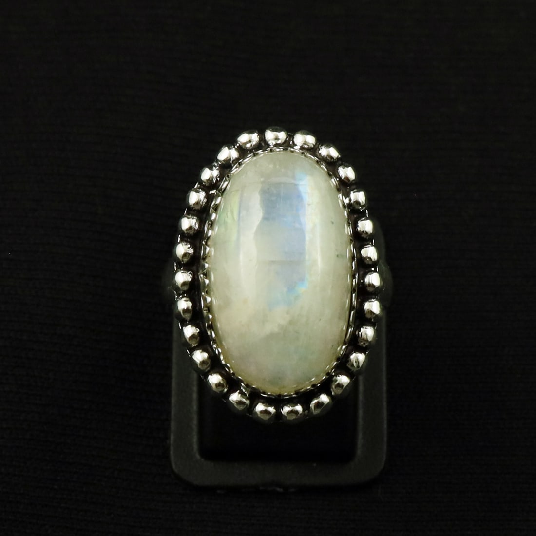 Natural Rainbow Moonstone Sterling Silver Plated Handmade Ring - 7.5MM: Product ID: 260711181616 Product - Handmade Silver Plated Ring Metal - 92.5 Sterling Silver Plated Ring Size - 7.5MM Gemstone - Rainbow Moonstone Gemstone Origin - India Gemstone Size - 2X1 CM Gemston