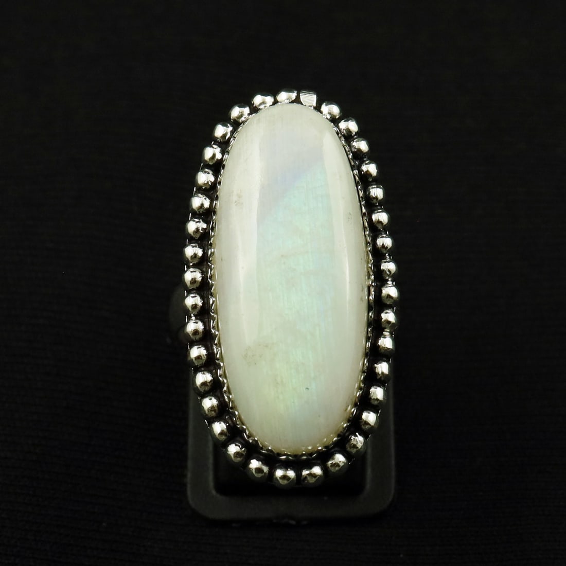 Natural Rainbow Moonstone Sterling Silver Plated Handmade Ring - 8.5MM: Product ID: 260711175620 Product - Handmade Silver Plated Ring Metal - 92.5 Sterling Silver Plated Ring Size - 8.5MM Gemstone - Rainbow Moonstone Gemstone Origin - India Gemstone Size - 3X1.5 CM Gemst