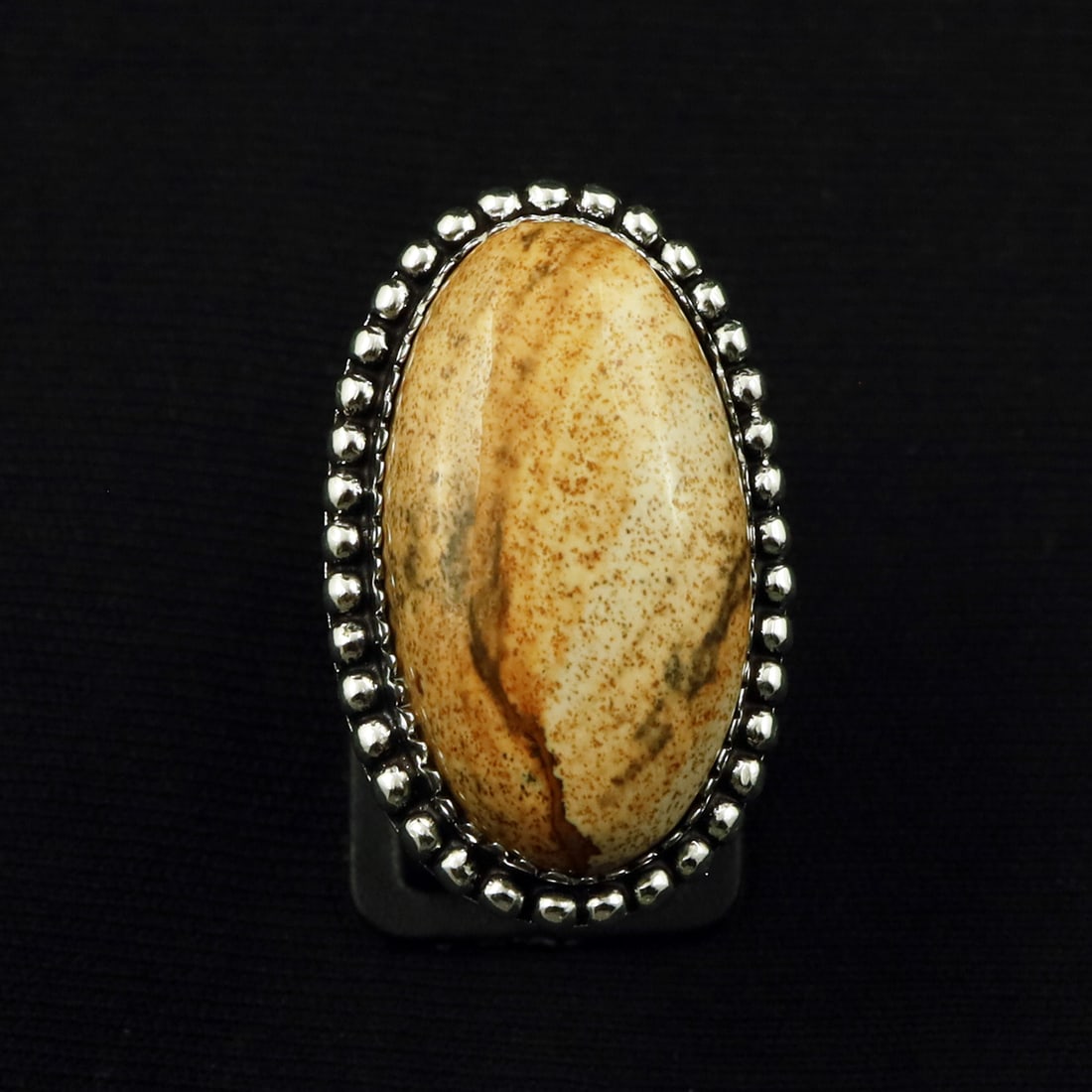 Natural Picture Jasper Sterling Silver Plated Handmade Ring - 7.5MM: Product ID: 260711174755 Product - Handmade Silver Plated Ring Metal - 92.5 Sterling Silver Plated Ring Size - 7.5MM Gemstone - Picture Jasper Gemstone Origin - Indonesia Gemstone Size - 3X1.5 CM Gems