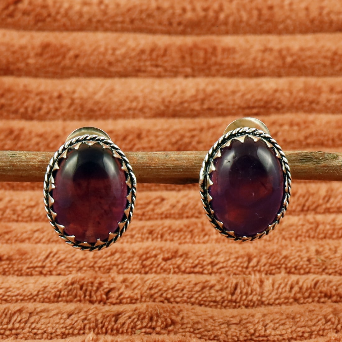 Natural Amethyst Sterling Silver Plated Handmade Stud Earring: Product ID: 260710135700 Product - Handmade Silver Plated Stud Earring Metal - 92.5 Sterling Silver Plated Earring Type - Stud Gemstone - Amethyst Gemstone Origin - Africa Gemstone Size - 12X16 MM ( 2
