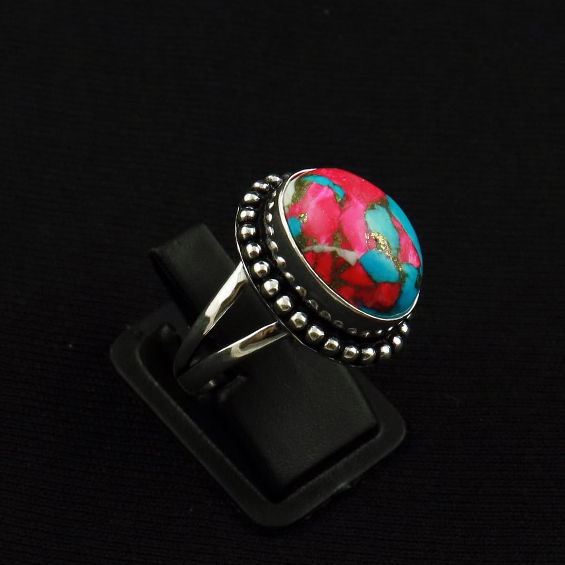 Natural Cotton Candy Sterling Silver Plated Handmade Ring - 8MM: Product ID: 260709124439 Product - Handmade Silver Plated Ring Metal - 92.5 Sterling Silver Plated Ring Size - 8MM Gemstone - Cotton Candy Gemstone Origin - United States Gemstone Size - 12X16 MM Gems