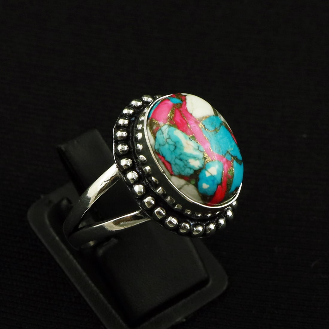 Natural Cotton Candy Sterling Silver Plated Handmade Ring - 8.5MM: Product ID: 260709123655 Product - Handmade Silver Plated Ring Metal - 92.5 Sterling Silver Plated Ring Size - 8.5MM Gemstone - Cotton Candy Gemstone Origin - United States Gemstone Size - 12X16 MM Ge