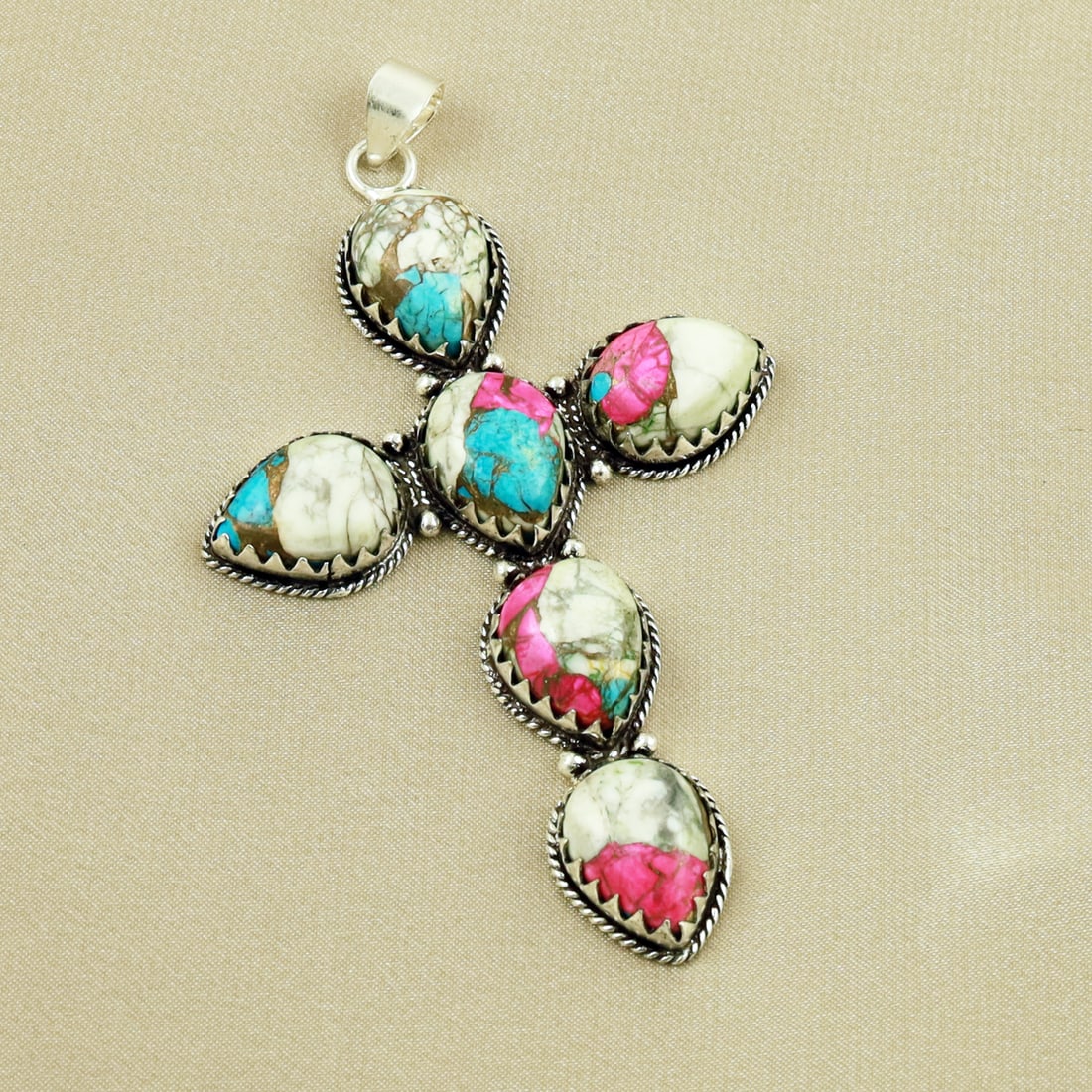 Natural Cotton Candy Sterling Silver Plated Handmade Pendant: Product ID: 260704120632 Product - Handmade Silver Plated Pendant Metal - 92.5 Sterling Silver Plated Pendant Size - 3.5x2 Inch Gemstone - Cotton Candy Gemstone Origin - United States Gemstone Size - 