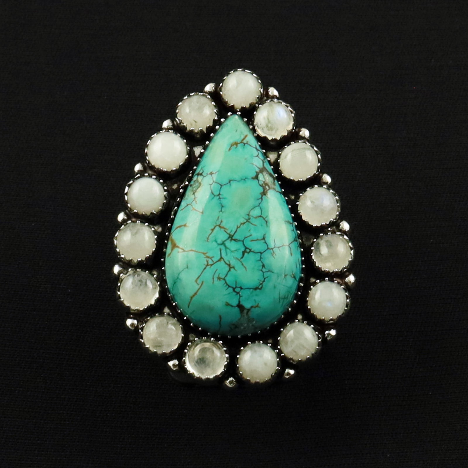 Natural Turquoise & Rainbow Moonstone Silver Plated Handmade Ring - 8MM: Product ID: 260702115805 Product - Handmade Silver Plated Ring Metal - 92.5 Sterling Silver Plated Ring Size - 8MM Gemstone -Turquoise & Rainbow Moonstone Gemstone Origin - Tibet & India Gemstone Size