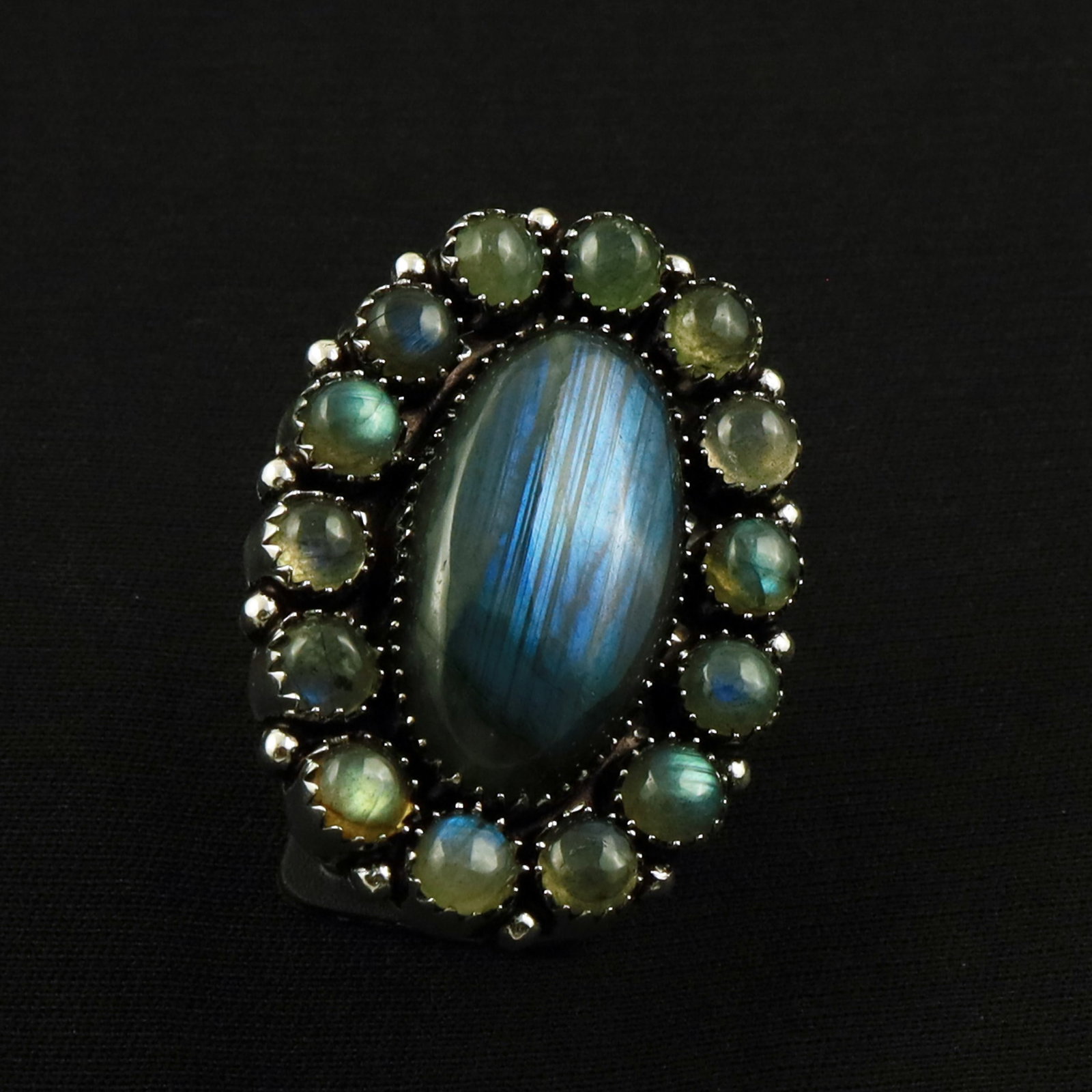 Natural Labradorite Sterling Silver Plated Handmade Ring - 7MM: Product ID: 260702115646 Product - Handmade Silver Plated Ring Metal - 92.5 Sterling Silver Plated Ring Size - 7MM Gemstone - Labradorite Gemstone Origin - Canada Gemstone Size - 3X1.5 CM / 6MM ( 13 S