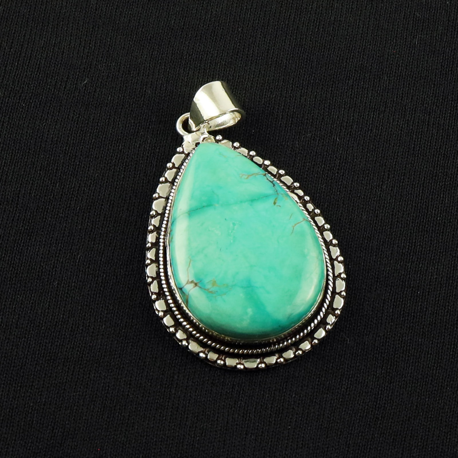 Natural Turquoise Sterling Silver Plated Handmade Pendant (1 of 3)