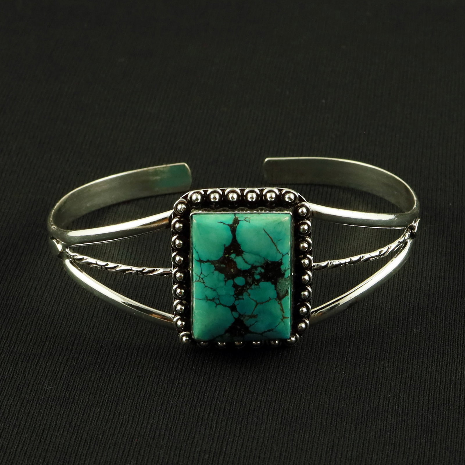 Natural Turquoise Sterling Silver Plated Handmade Cuff Bangle: Product ID: 260630170010 Product - Handmade Silver Plated Cuff Bangle Metal - 92.5 Sterling Silver Plated Bangle Size - 7.5x5 CM (Adjustable) Gemstone - Turquoise Gemstone Origin - Tibet Gemstone Size