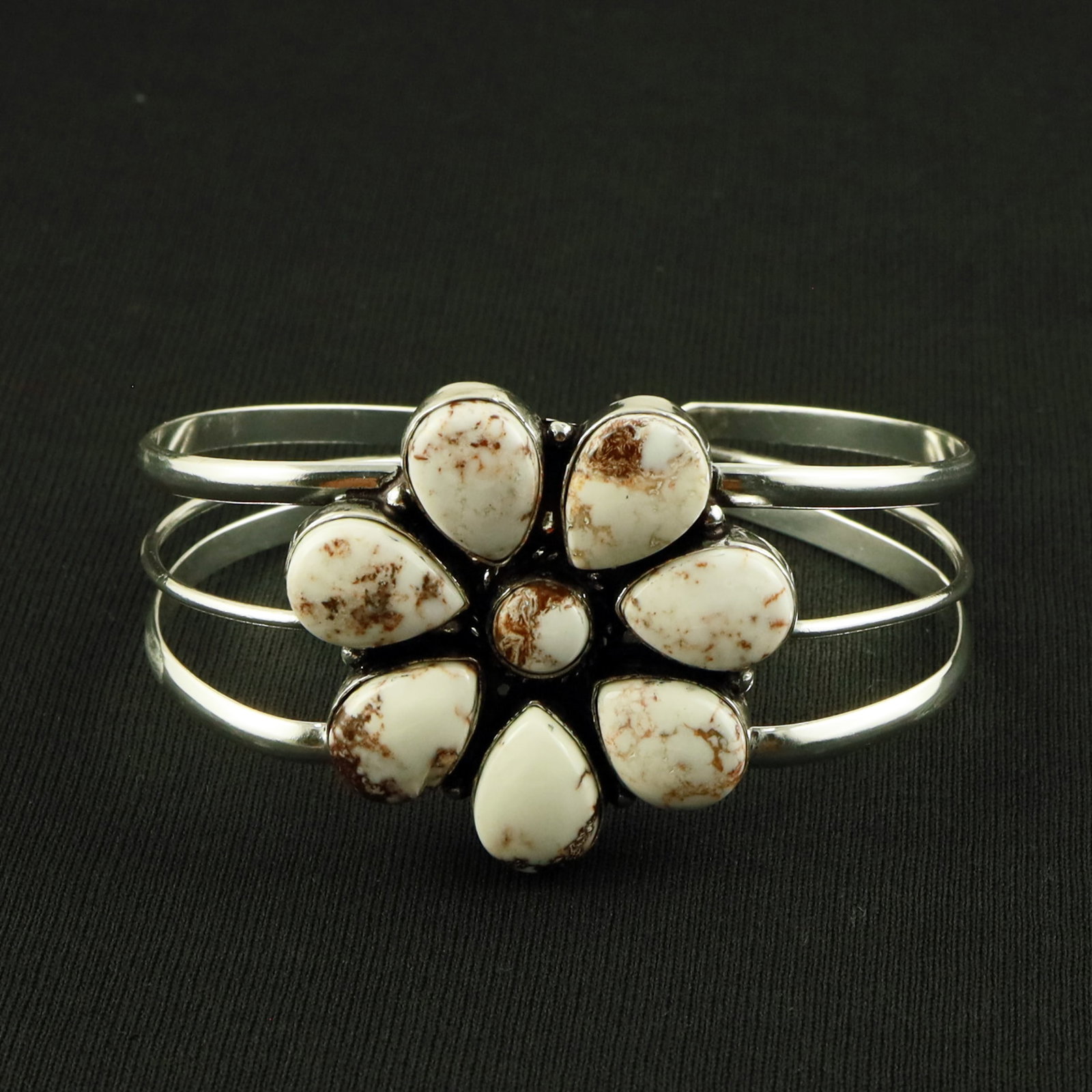 Natural Wild Horse Sterling Silver Plated Handmade Cuff Bangle: Product ID: 260630165149 Product - Handmade Silver Plated Cuff Bangle Metal - 92.5 Sterling Silver Plated Bangle Size - 7x5 CM (Adjustable) Gemstone - Wild Horse Gemstone Origin - United States Gemsto