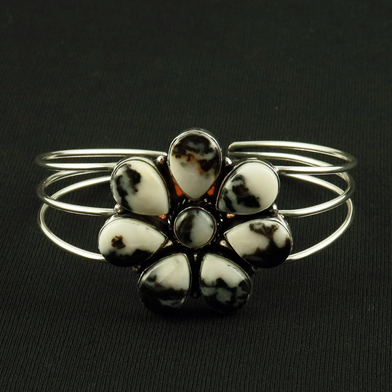 Natural Zebra Jasper Sterling Silver Plated Handmade Cuff Bangle: Product ID: 260630165017 Product - Handmade Silver Plated Cuff Bangle Metal - 92.5 Sterling Silver Plated Bangle Size - 7x5 CM (Adjustable) Gemstone - Zebra Jasper Gemstone Origin - Africa Gemstone Si