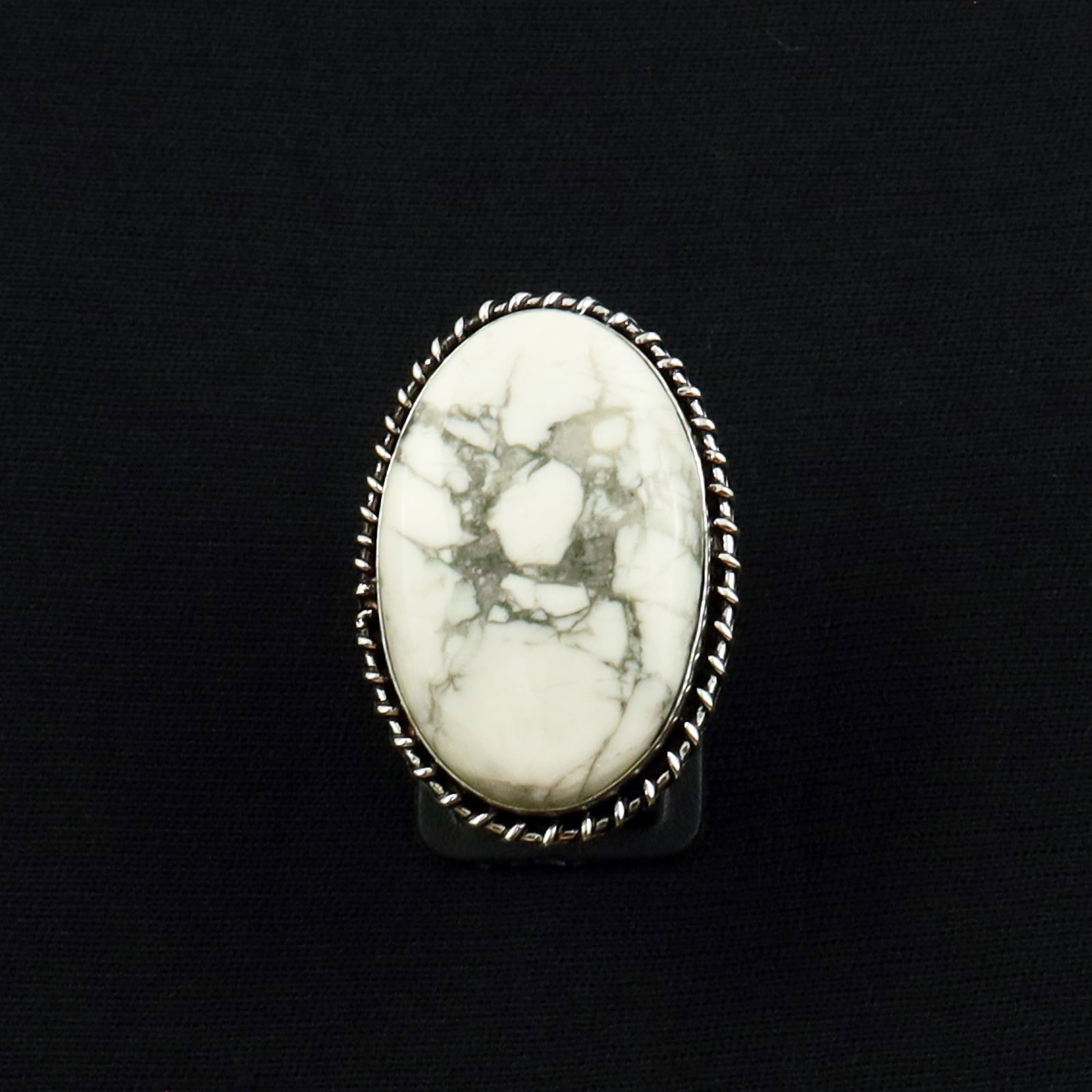 Natural Howlite Sterling Silver Plated Handmade Ring - 6.5MM: Product ID: 260630153105 Product - Handmade Silver Plated Ring Metal - 92.5 Sterling Silver Plated Ring Size - 6.5MM Gemstone - Howlite Gemstone Origin - Canada Gemstone Size - 3X2 CM Gemstone Shape -