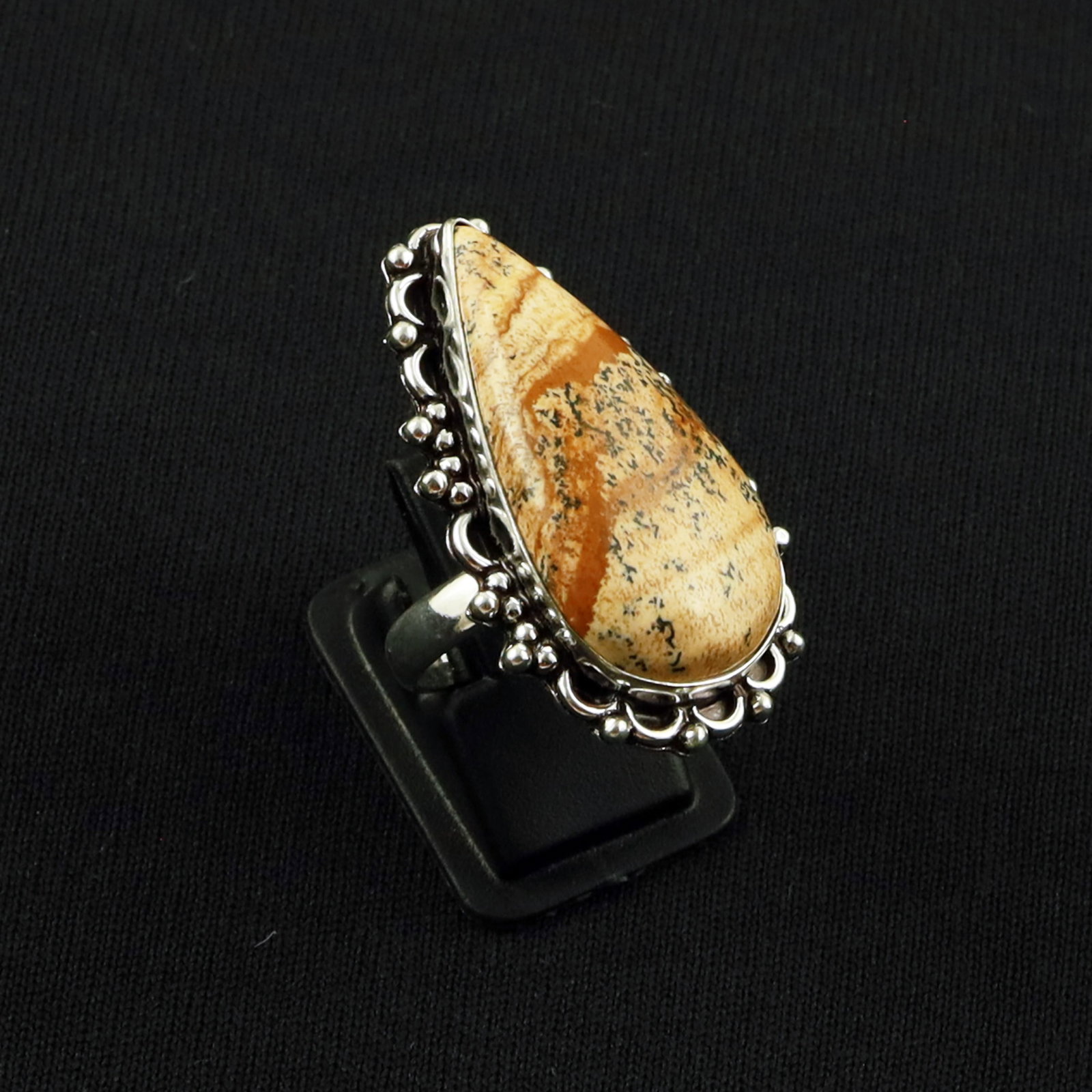 Natural Picture Jasper Sterling Silver Plated Handmade Ring - 6.5MM: Product ID: 260630125550 Product - Handmade Silver Plated Ring Metal - 92.5 Sterling Silver Plated Ring Size - 6.5MM Gemstone - Picture Jasper Gemstone Origin - Indonesia Gemstone Size - 3.5X2.5 CM Ge
