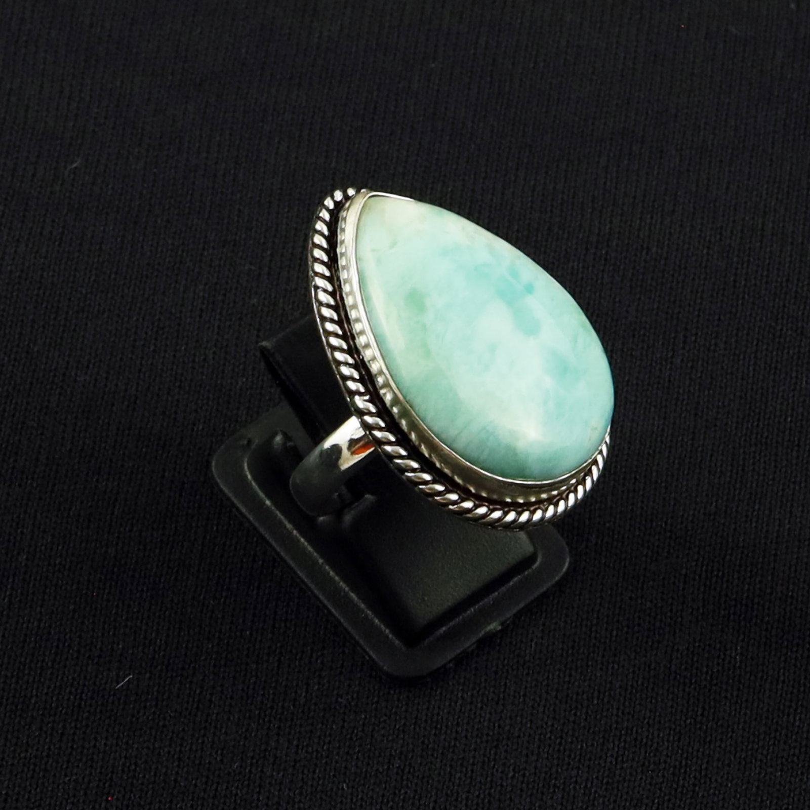 Natural Larimar Sterling Silver Plated Handmade Ring - 6MM: Product ID: 260630125345 Product - Handmade Silver Plated Ring Metal - 92.5 Sterling Silver Plated Ring Size - 6MM Gemstone - Larimar Gemstone Origin - Dominican Republic Gemstone Size - 3X2 CM Gemsto