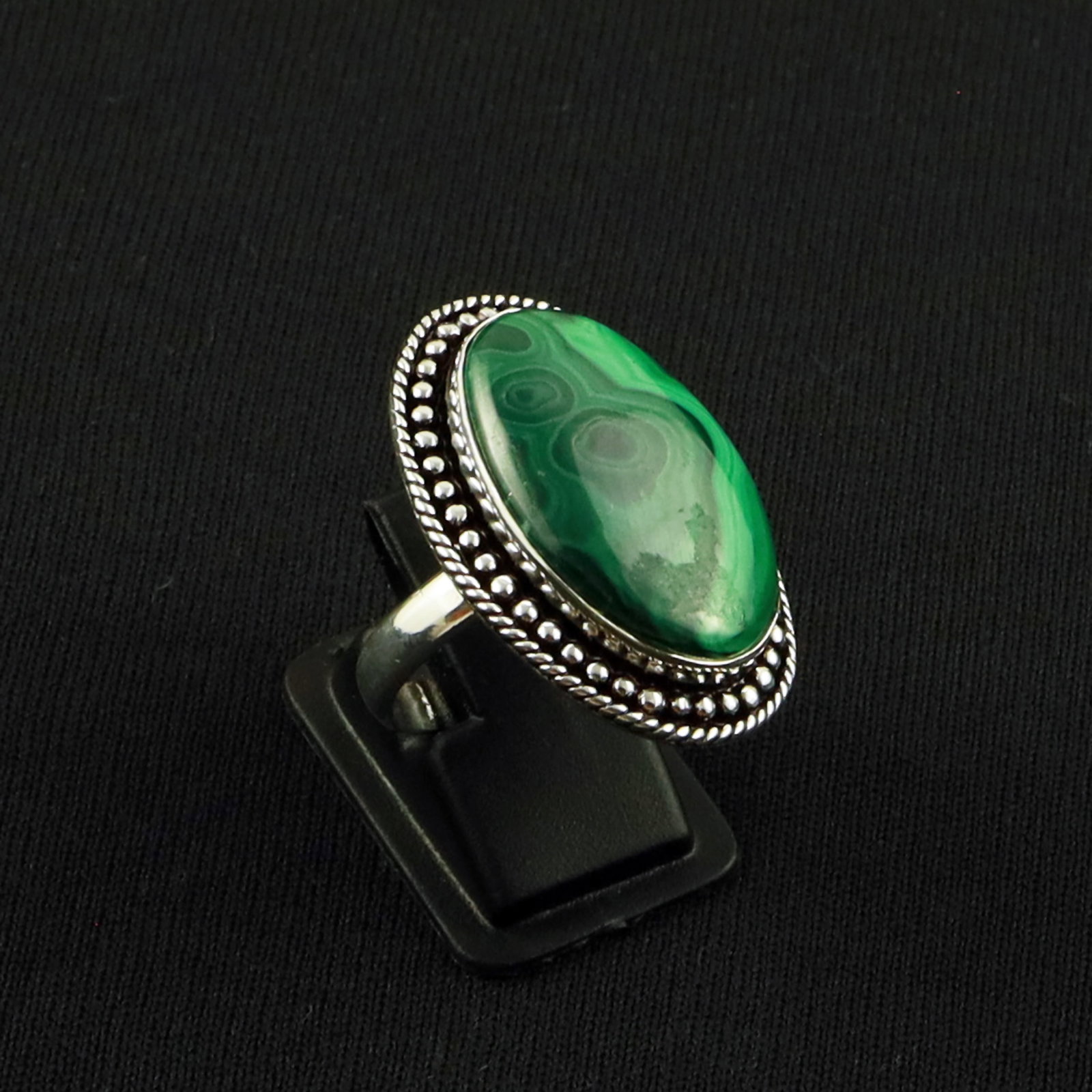 Natural Malachite Sterling Silver Plated Handmade Ring - 8MM: Product ID: 260630121104 Product - Handmade Silver Plated Ring Metal - 92.5 Sterling Silver Plated Ring Size - 8MM Gemstone - Malachite Gemstone Origin - Democratic Republic Of The Congo Gemstone Size