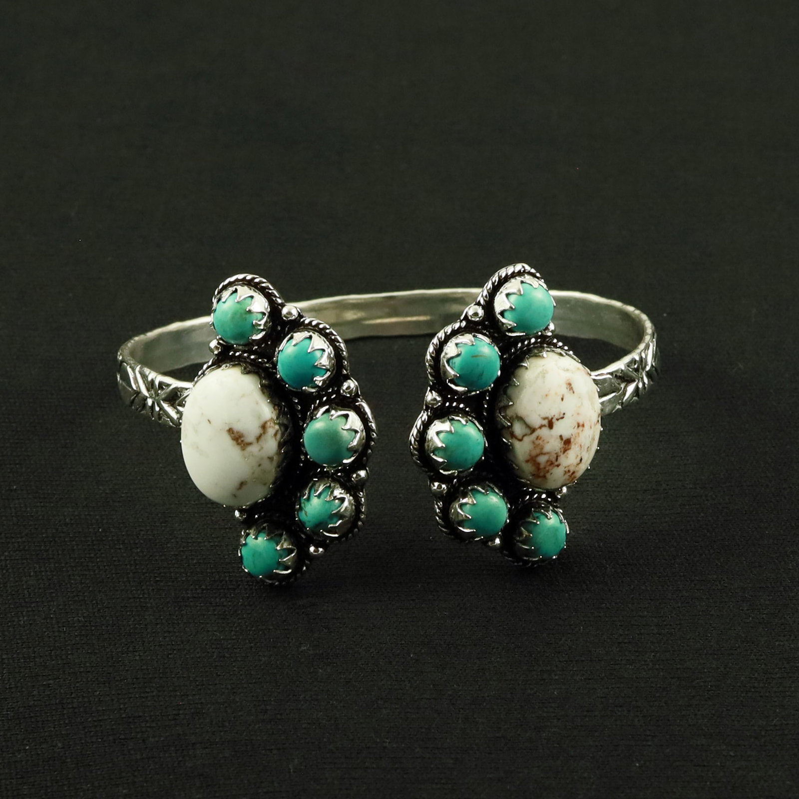 Natural Turquoise & Wild Horse Silver Plated Handmade Cuff Bangle: Product ID: 260620153041 Product - Handmade Silver Plated Cuff Bangle Metal - 92.5 Sterling Silver Plated Bangle Size - 6.5x5.5 CM (Adjustable) Gemstone - Turquoise & Wild Horse Gemstone Origin - Tibe