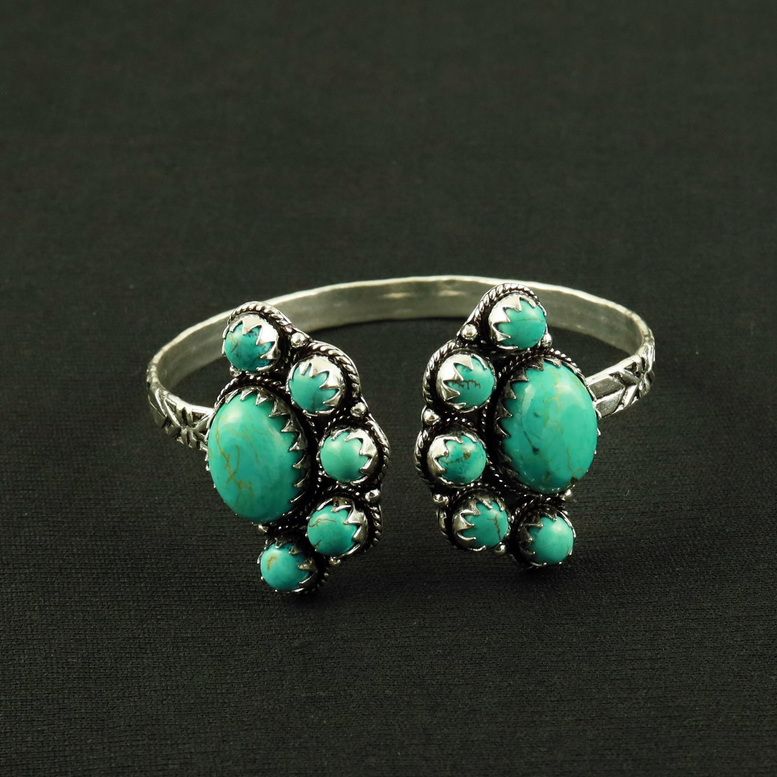 Natural Turquoise Sterling Silver Plated Handmade Cuff Bangle: Product ID: 260620151201 Product - Handmade Silver Plated Cuff Bangle Metal - 92.5 Sterling Silver Plated Bangle Size - 6.5x5.5 CM (Adjustable) Gemstone - Turquoise Gemstone Origin - Tibet Gemstone Si