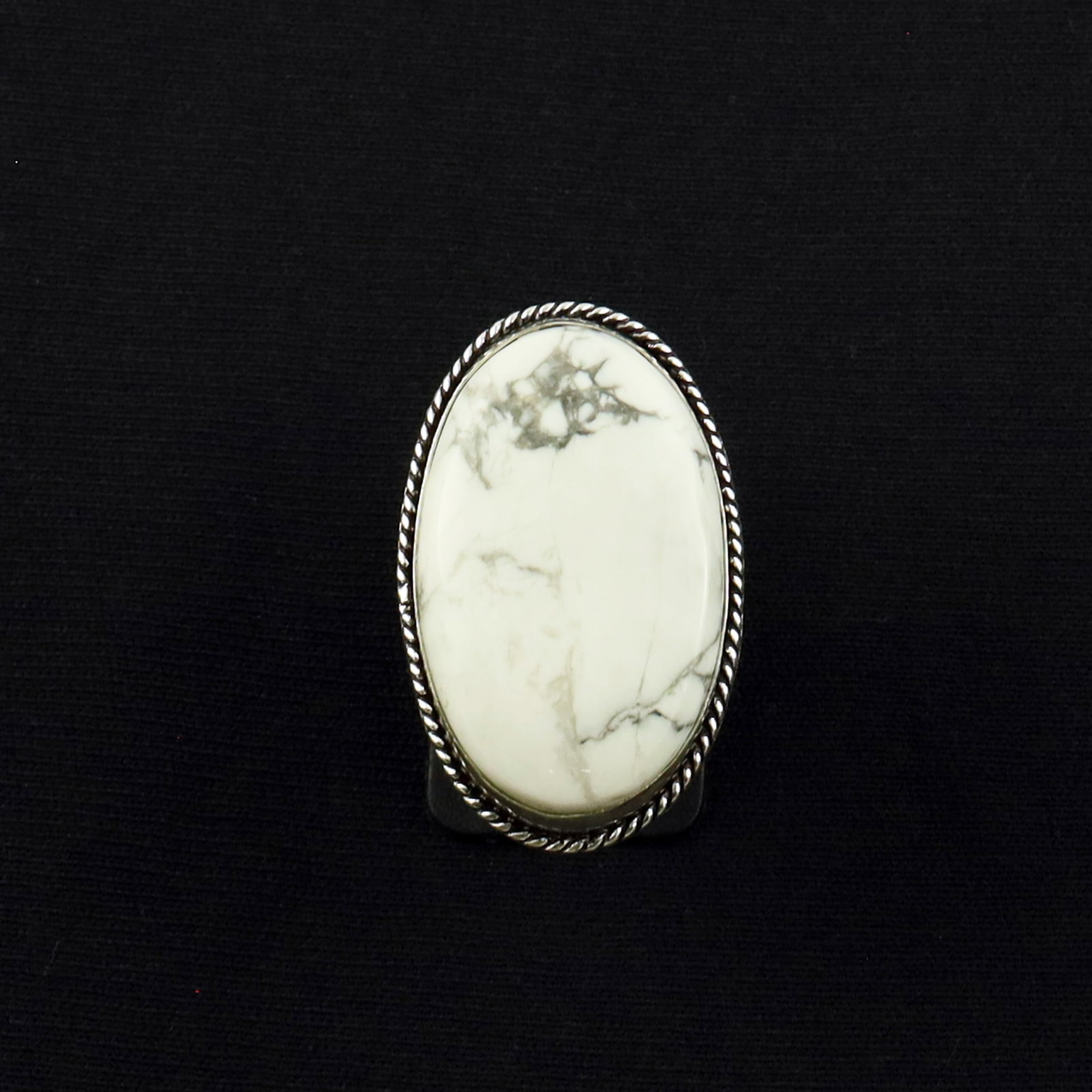 Natural Howlite Sterling Silver Plated Handmade Ring - 8MM: Product ID: 260619150514 Product - Handmade Silver Plated Ring Metal - 92.5 Sterling Silver Plated Ring Size - 8MM Gemstone - Howlite Gemstone Origin - Canada Gemstone Size - 3.5X2 CM Gemstone Shape -