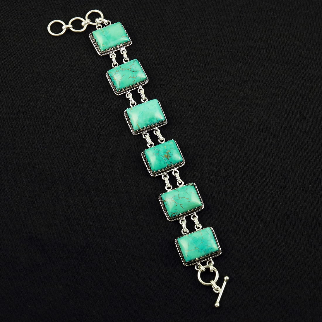 Natural Turquoise Sterling Silver Plated Handmade Bracelet (1 of 4)