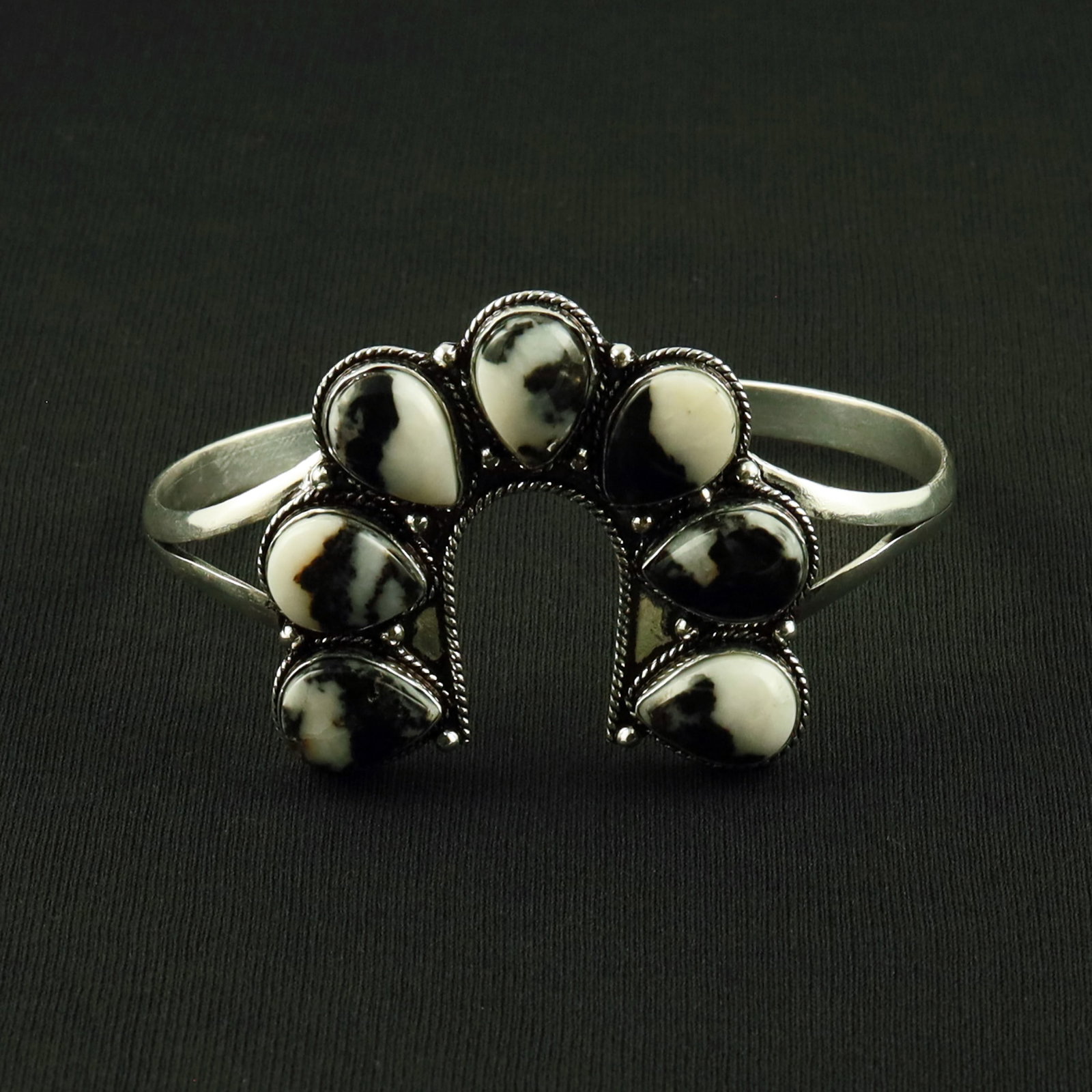 Natural Zebra Jasper Sterling Silver Plated Handmade Cuff Bangle: Product ID: 260617115859 Product - Handmade Silver Plated Cuff Bangle Metal - 92.5 Sterling Silver Plated Bangle Size - 7.5x5 CM (Adjustable) Gemstone - Zebra Jasper Gemstone Origin - Africa Gemstone 