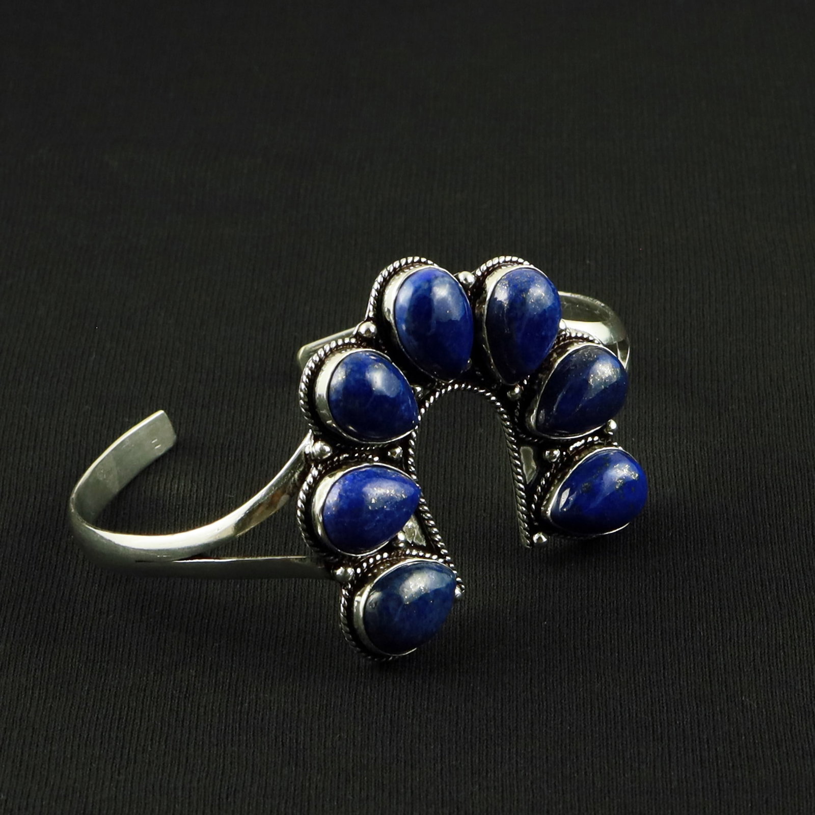 Natural Lapis Lazuli Sterling Silver Plated Handmade Cuff Bangle (1 of 3)