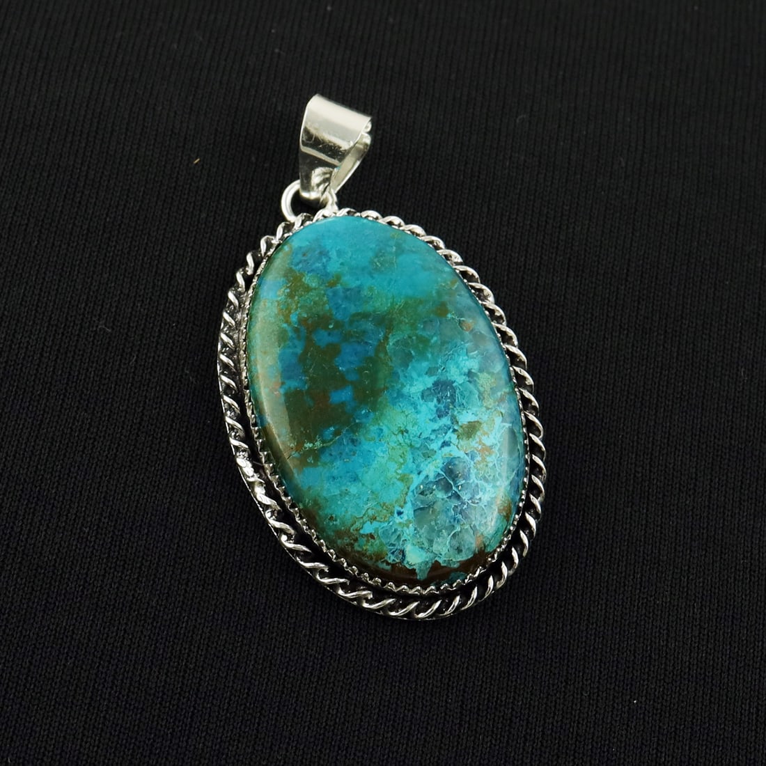 Natural Shattuckite 2 Micron Sterling Silver Plated Handmade Pendant (1 of 3)