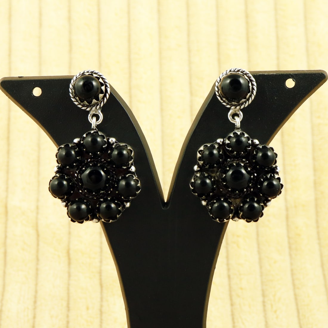 Natural Black Onyx Sterling Silver Plated Handmade Stud Earring (1 of 3)