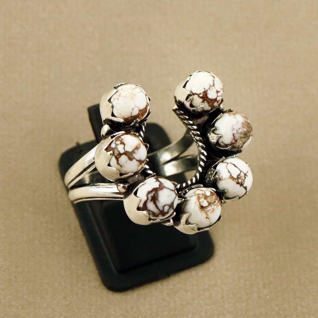 Natural Wild Horse Sterling Silver Plated Handmade Ring - 10MM: Product ID: 260808134905 Product - Handmade Silver Plated Ring Metal - 92.5 Sterling Silver Plated Ring Size - 10MM Gemstone - Wild Horse Gemstone Origin - United States Gemstone Size - 6MM ( 7 Stone 