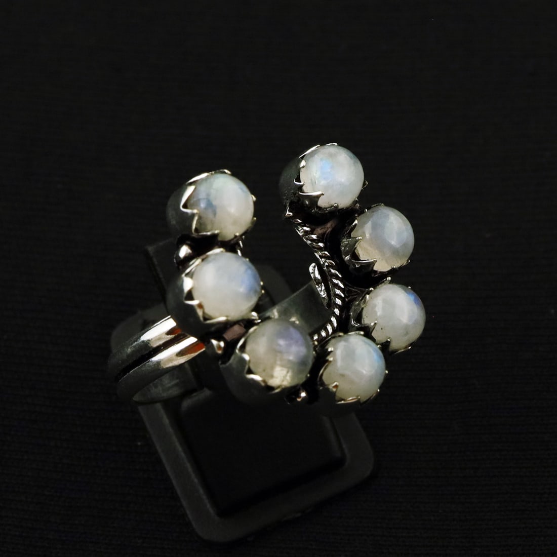 Natural Rainbow Moonstone Sterling Silver Plated Handmade Ring - 10.5MM ( Adjustable ): Product ID: 260808133950 Product - Handmade Silver Plated Ring Metal - 92.5 Sterling Silver Plated Ring Size - 10.5MM ( Adjustable ) Gemstone - Rainbow Moonstone Gemstone Origin - India Gemstone Size 