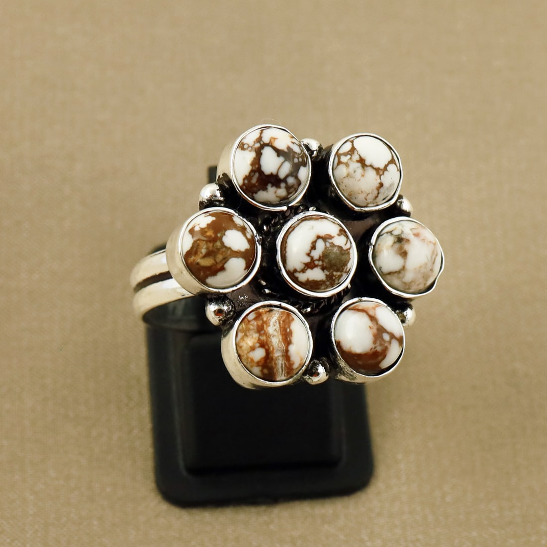 Natural Wild Horse Sterling Silver Plated Handmade Ring - 8MM ( Adjustable ): Product ID: 260808124558 Product - Handmade Silver Plated Ring Metal - 92.5 Sterling Silver Plated Ring Size - 8MM ( Adjustable ) Gemstone - Wild Horse Gemstone Origin - United States Gemstone Size - 