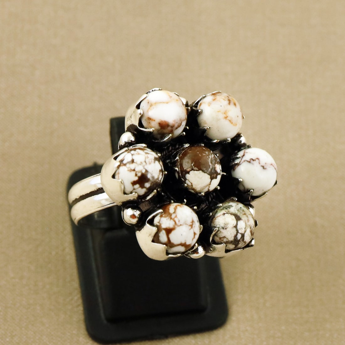 Natural Wild Horse Sterling Silver Plated Handmade Ring - 7MM ( Adjustable ): Product ID: 260808124731 Product - Handmade Silver Plated Ring Metal - 92.5 Sterling Silver Plated Ring Size - 7MM ( Adjustable ) Gemstone - Wild Horse Gemstone Origin - United States Gemstone Size - 