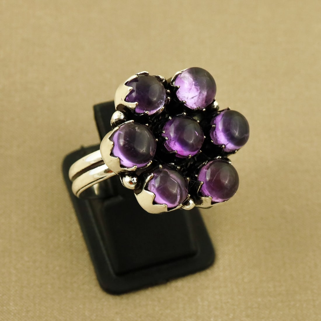 Natural Amethyst Sterling Silver Plated Handmade Ring - 7.5MM ( Adjustable ): Product ID: 260808124827 Product - Handmade Silver Plated Ring Metal - 92.5 Sterling Silver Plated Ring Size - 7.5MM ( Adjustable ) Gemstone - Amethyst Gemstone Origin - Africa Gemstone Size - 6MM ( 7