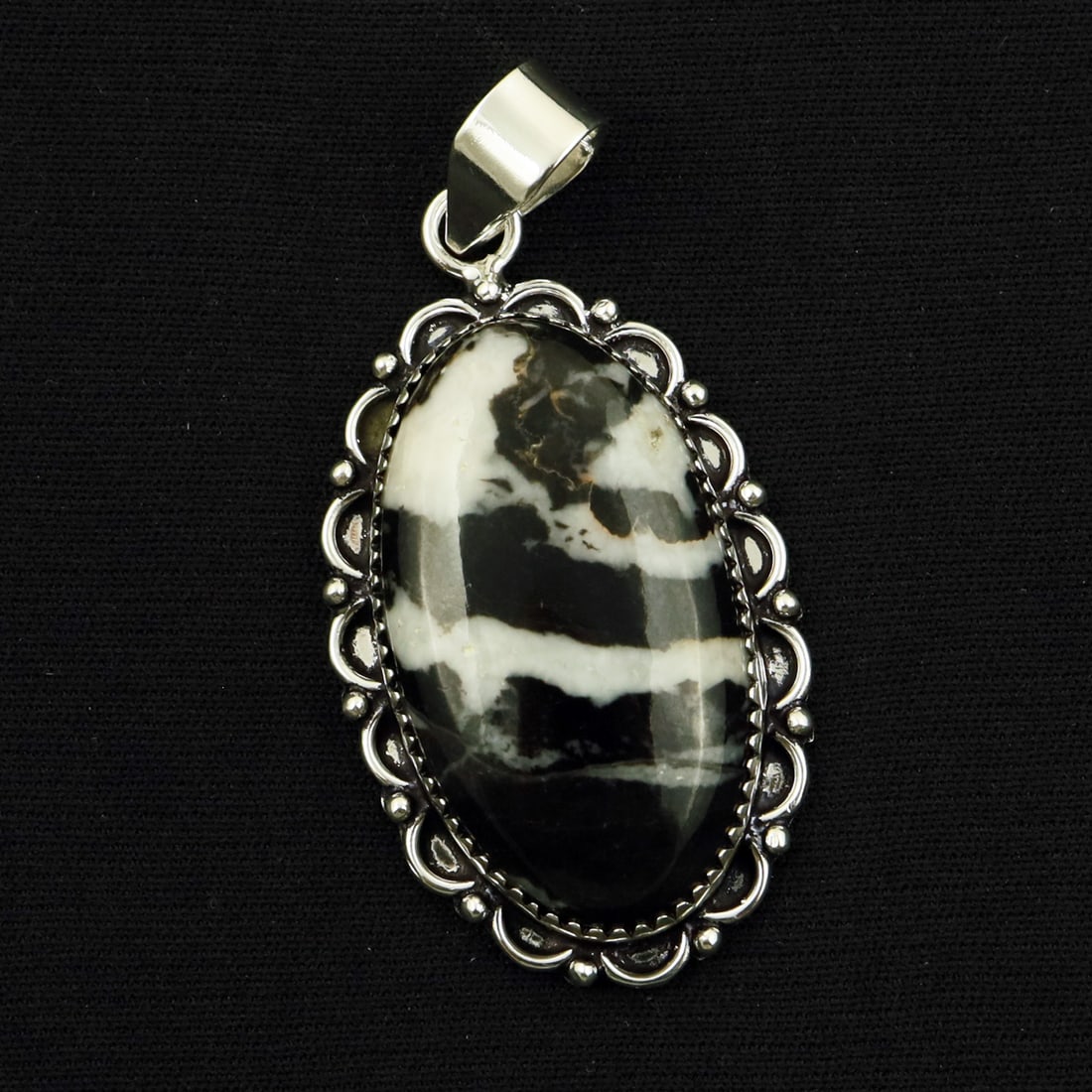Natural Zebra Jasper Sterling Silver Plated Handmade Pendant: Product ID: 260714170819 Product - Handmade Silver Plated Pendant Metal - 92.5 Sterling Silver Plated Pendant Size - 4x2 CM Gemstone - Zebra Jasper Gemstone Origin - Africa Gemstone Shape - Oval Penda