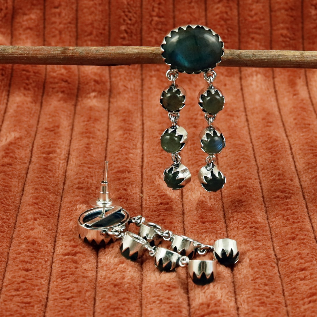 Natural Labradorite Sterling Silver Plated Handmade Stud Earring: Product ID: 260710151124 Product - Handmade Silver Plated Stud Earring Metal - 92.5 Sterling Silver Plated Earring Type - Stud Gemstone - Labradorite Gemstone Origin - Canada Gemstone Size - 12X16 MM 