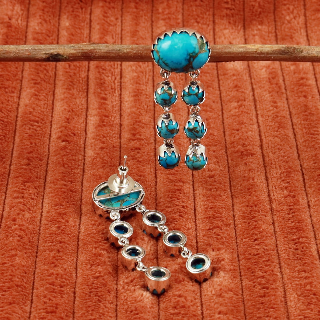 Natural Kingman turquoise Sterling Silver Plated Handmade Stud Earring: Product ID: 260710150701 Product - Handmade Silver Plated Stud Earring Metal - 92.5 Sterling Silver Plated Earring Type - Stud Gemstone - Kingman Turquoise Gemstone Origin - United States Gemstone Siz
