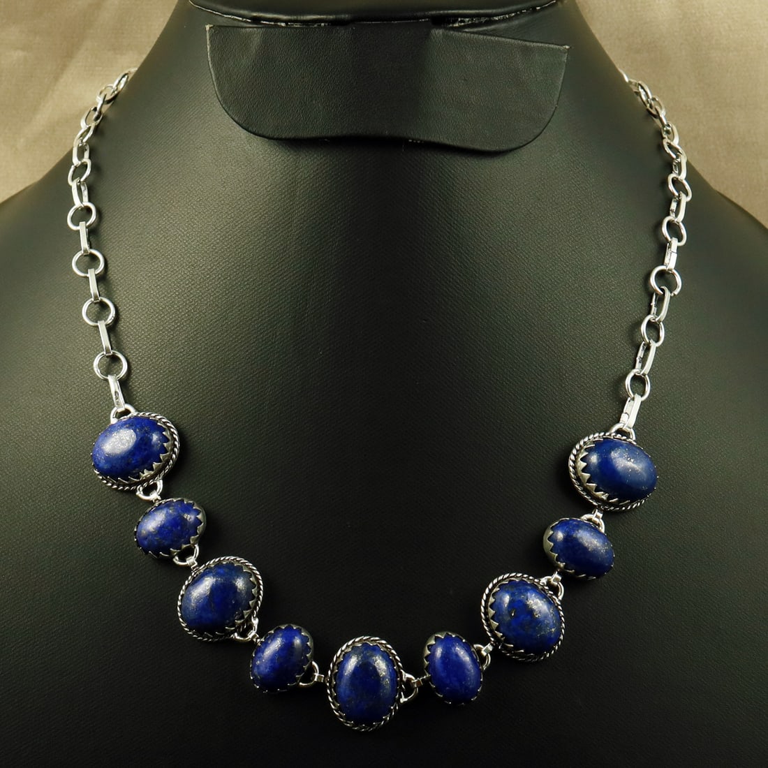 Natural Lapis Lazuli Sterling Silver Plated Handmade Necklace: Product ID: 260708111914 Product - Handmade Silver Plated Necklace Metal - 92.5 Sterling Silver Plated Necklace Length - 18 Inch Gemstone - Lapis Lazuli Gemstone Size - 12X16 MM (5 Stone), 10X14 MM (4