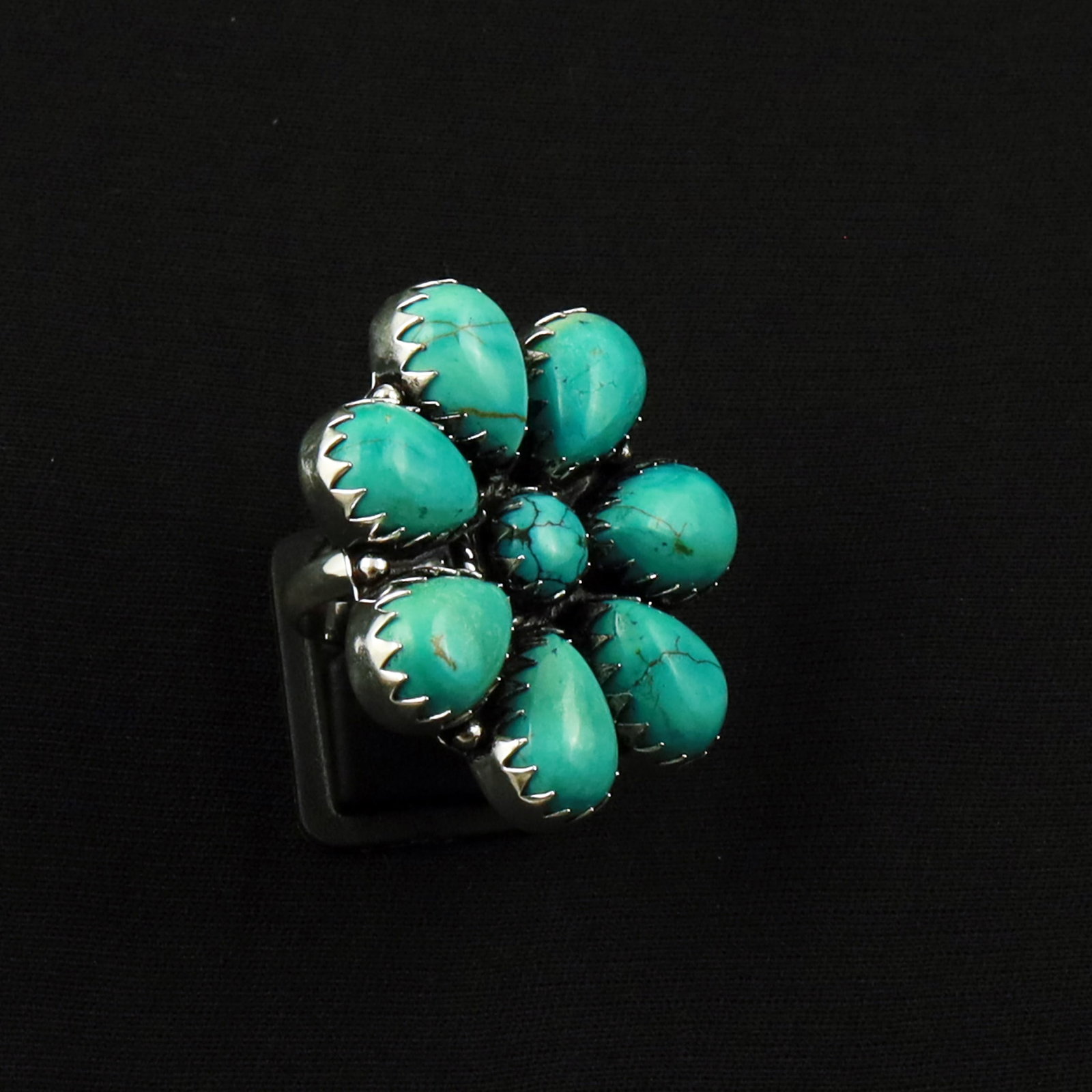 Natural Turquoise Sterling Silver Plated Handmade Ring - 7.5MM: Product ID: 260702132813 Product - Handmade Silver Plated Ring Metal - 92.5 Sterling Silver Plated Ring Size - 7.5MM Gemstone - Turquoise Gemstone Origin - Tibet Gemstone Size - 10X14 MM ( 7 Stone ) 8