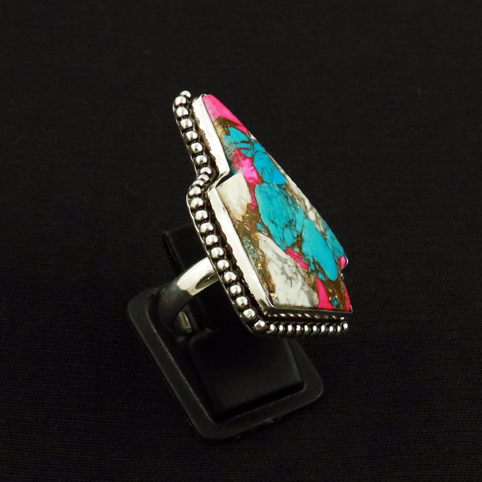 Natural Cotton Candy Sterling Silver Plated Handmade Ring - 6.5MM: Product ID: 260701142130 Product - Handmade Silver Plated Ring Metal - 92.5 Sterling Silver Plated Ring Size - 6.5MM Gemstone - Cotton Candy Gemstone Origin - United States Gemstone Size - 3.5X2 CM Ge