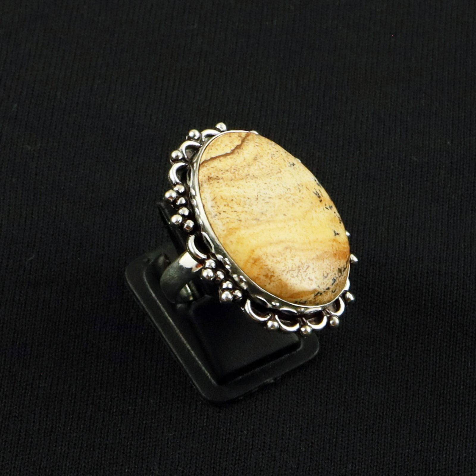 Natural Picture Jasper Sterling Silver Plated Handmade Ring - 6.5MM: Product ID: 260630125933 Product - Handmade Silver Plated Ring Metal - 92.5 Sterling Silver Plated Ring Size - 6.5MM Gemstone - Picture Jasper Gemstone Origin - Indonesia Gemstone Size - 3X2.5 CM Gems