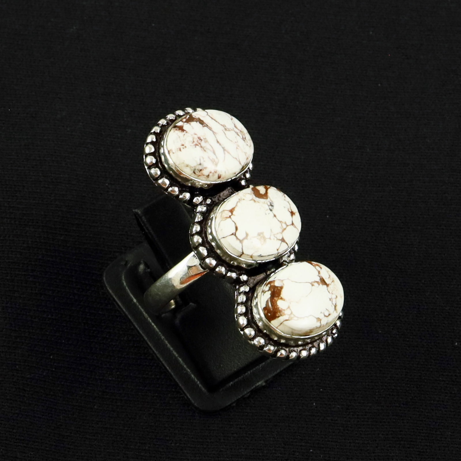 Natural Wild Horse Sterling Silver Plated Handmade Ring - 7MM: Product ID: 260620133341 Product - Handmade Silver Plated Ring Metal - 92.5 Sterling Silver Plated Ring Size - 7MM Gemstone - Wild Horse Gemstone Origin - United States Gemstone Size - 10X14 MM ( 3 St