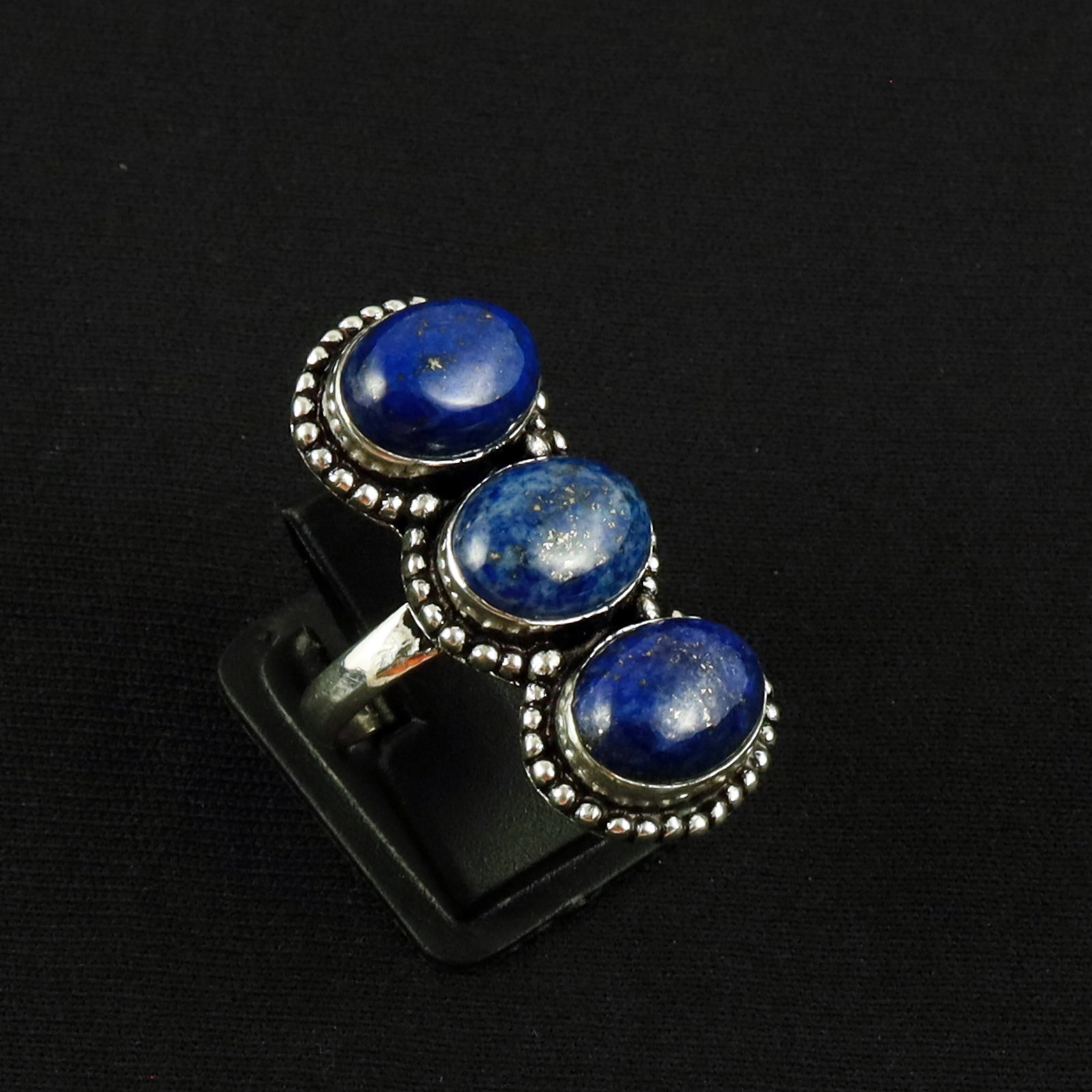 Natural Lapis Lazuli Sterling Silver Plated Handmade Ring - 7MM: Product ID: 260620132341 Product - Handmade Silver Plated Ring Metal - 92.5 Sterling Silver Plated Ring Size - 7MM Gemstone - Lapis Lazuli Gemstone Origin - Afghanistan Gemstone Size - 10X14 MM ( 3 St