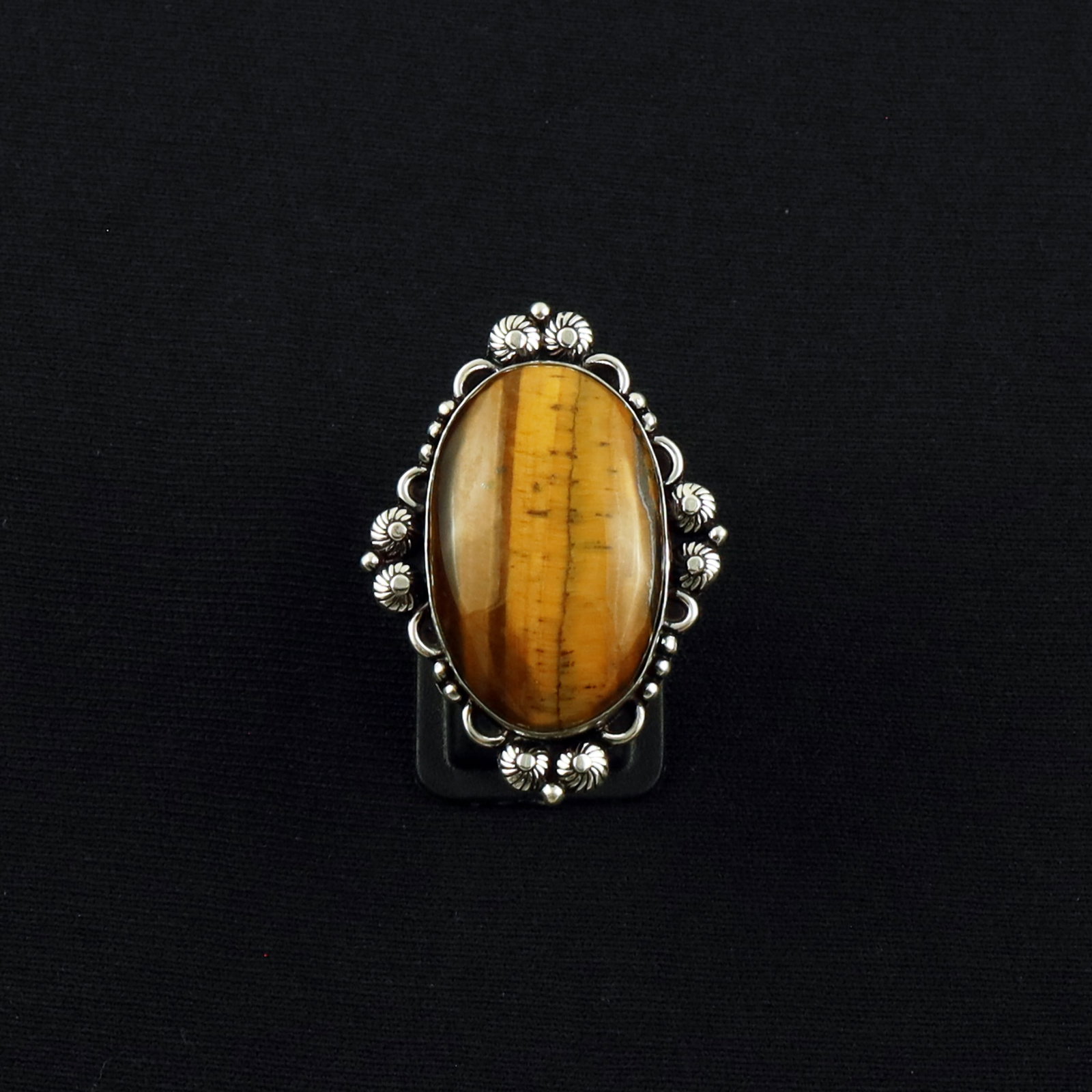 Natural Tiger Eye Sterling Silver Plated Handmade Ring - 5.5MM (1 of 3)