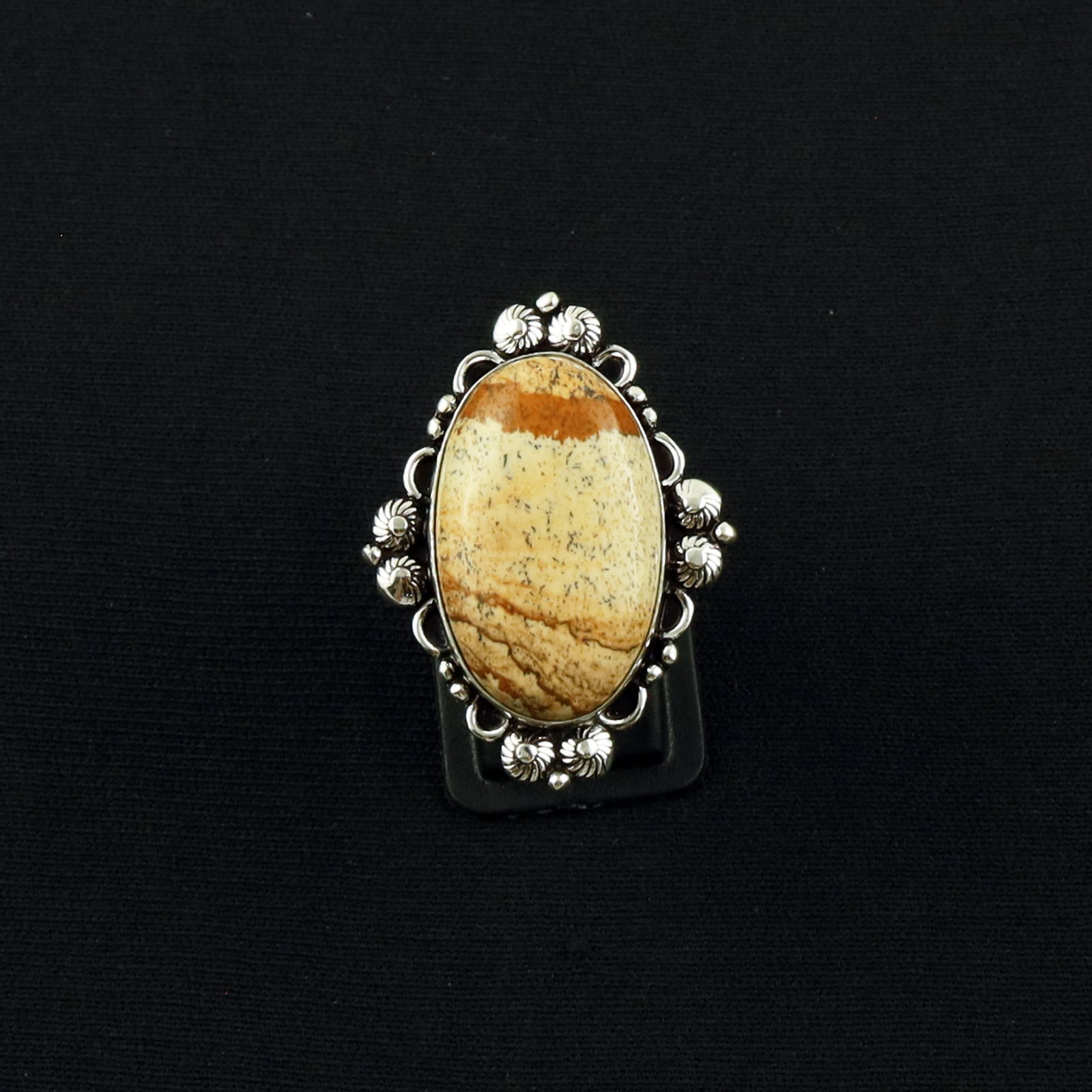 Natural Picture Jasper Sterling Silver Plated Handmade Ring - 8.5MM: Product ID: 260619134500 Product - Handmade Silver Plated Ring Metal - 92.5 Sterling Silver Plated Ring Size - 8.5MM Gemstone - Picture Jasper Gemstone Origin - United States Gemstone Size - 3X2 CM Ge