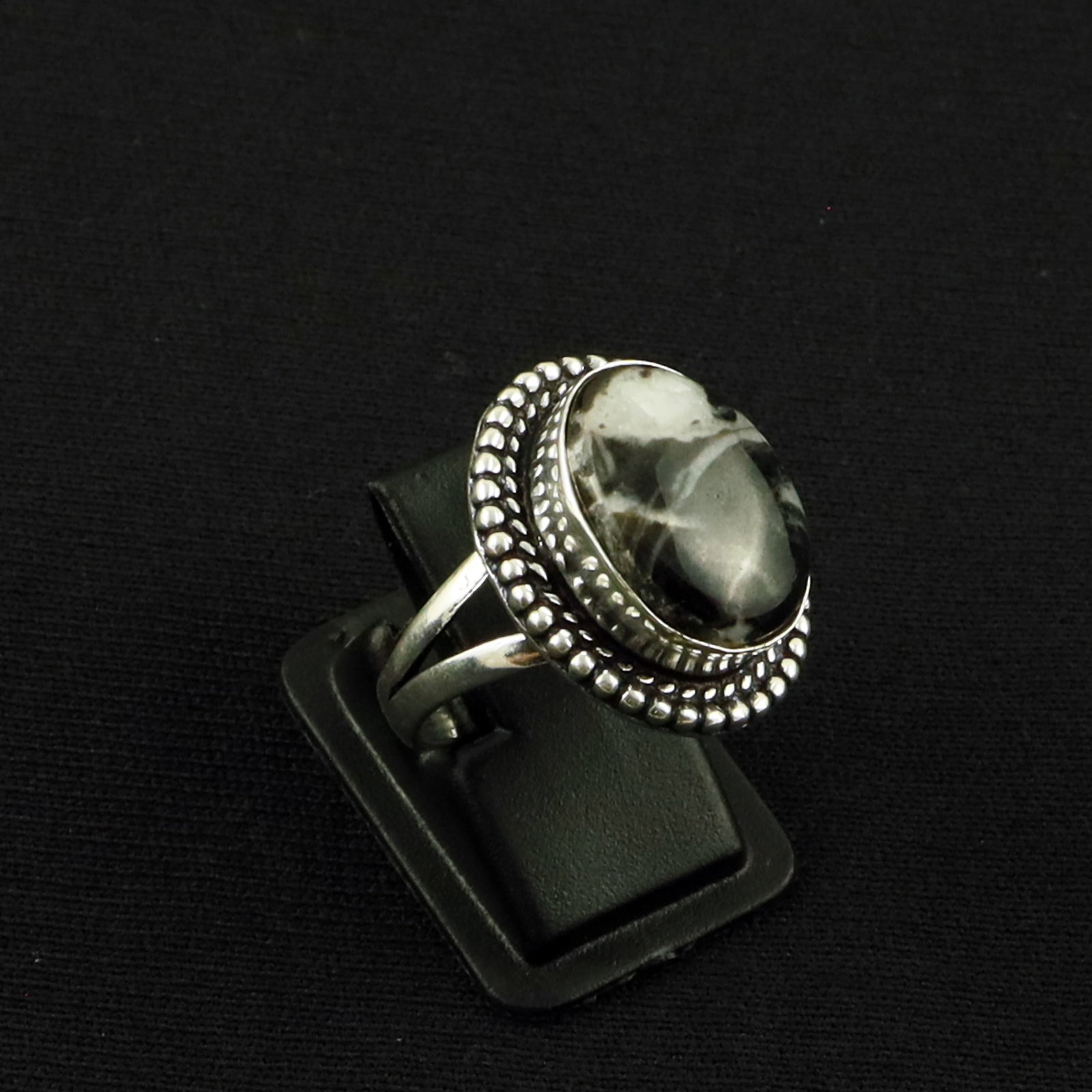 Natural Zebra Jasper Sterling Silver Plated Handmade Ring - 7.5MM: Product ID: 260613124355 Product - Handmade Silver Plated Ring Metal - 92.5 Sterling Silver Plated Ring Size - 7.5MM Gemstone - Zebra Jasper Gemstone Origin - Africa Gemstone Size - 12X16 MM Gemstone 