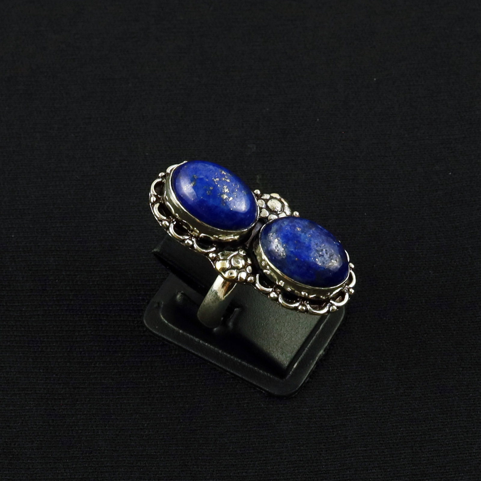 Natural Lapis Lazuli Sterling Silver Plated Handmade Ring - 6MM: Product ID: 260610152517 Product - Handmade Silver Plated Ring Metal - 92.5 Sterling Silver Plated Ring Size - 6MM Gemstone - Lapis Lazuli Gemstone Origin - Afghanistan Gemstone Size - 10X14 MM ( 2 St