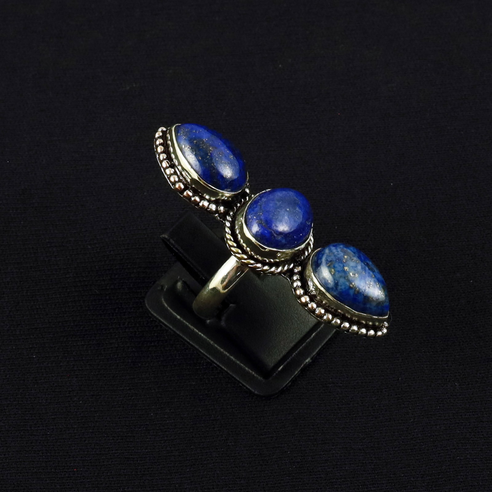 Natural Lapis Lazuli Sterling Silver Plated Handmade Ring - 6MM: Product ID: 260610151236 Product - Handmade Silver Plated Ring Metal - 92.5 Sterling Silver Plated Ring Size - 6MM Gemstone - Lapis Lazuli Gemstone Origin - Afghanistan Gemstone Size - 10X14 MM ( 3 St