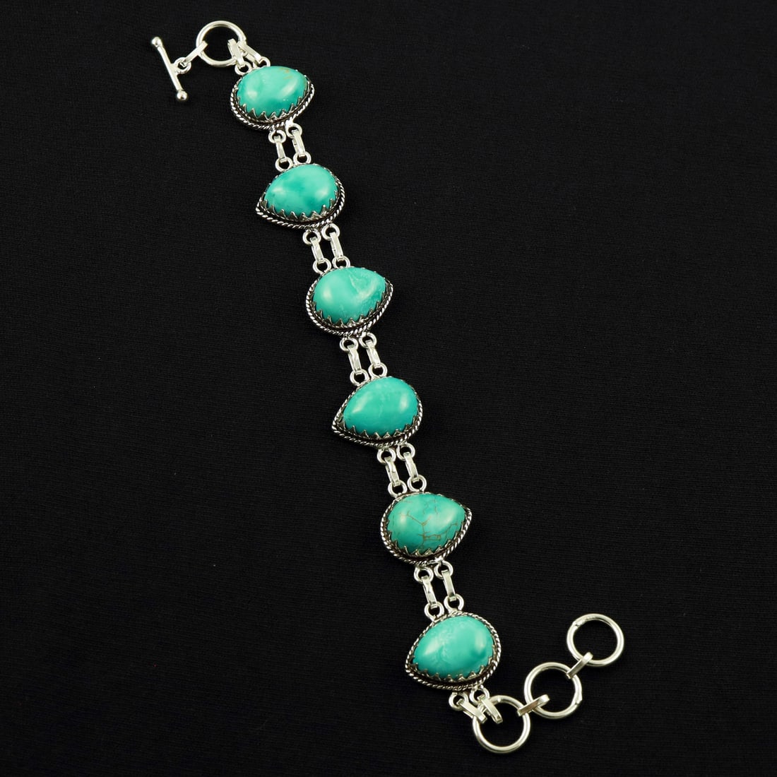 Natural Turquoise Sterling Silver Plated Handmade Bracelet (1 of 4)