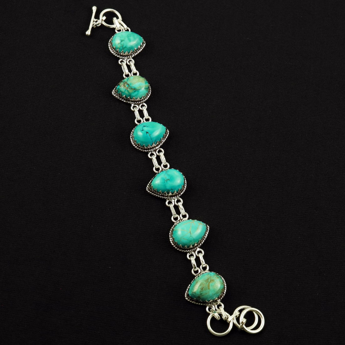 Natural Turquoise Sterling Silver Plated Handmade Bracelet (1 of 4)